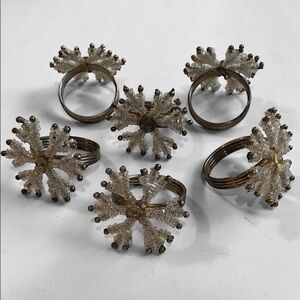 Silver Snowflake Napkin Rings 6x